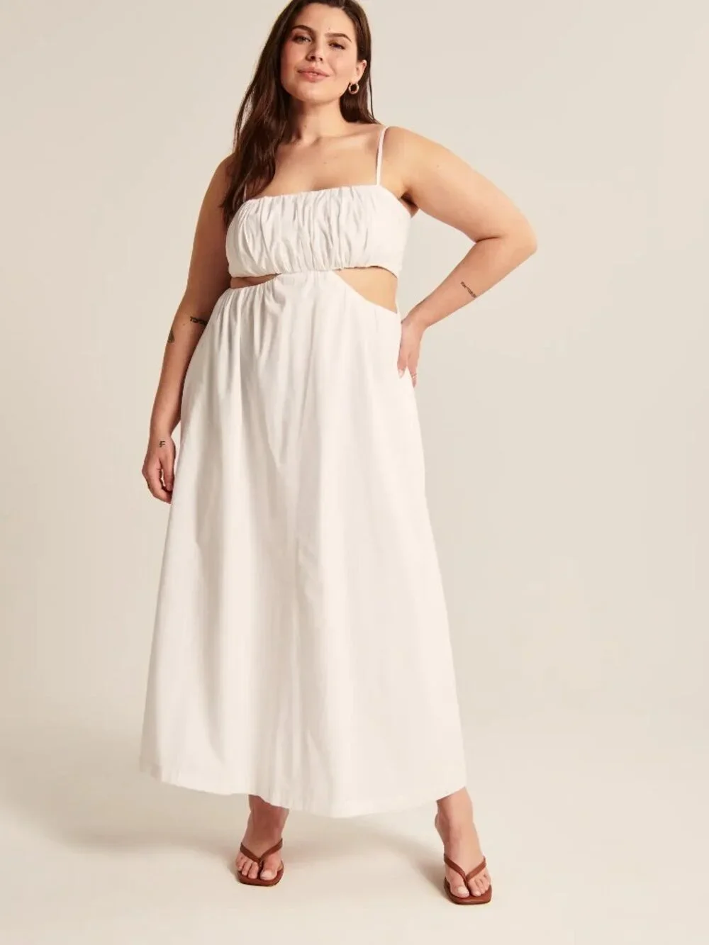 Abercrombie & Fitch Bubble Top Cut Out Maxi Dress Boho Cottagecore White - XS